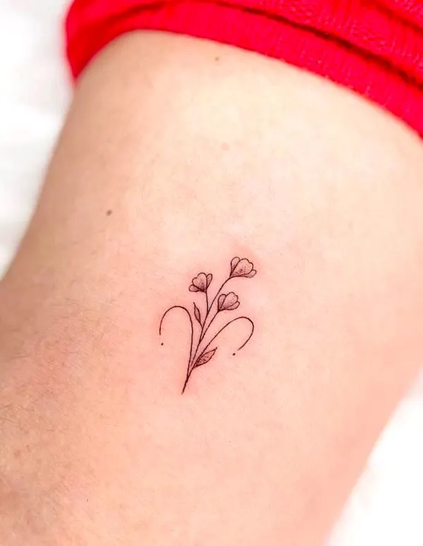 Small Aries floral tattoo by @brunaroldao.tattoo