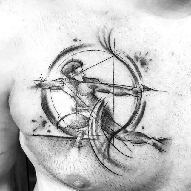 The archer chest tattoo by @tattootinus