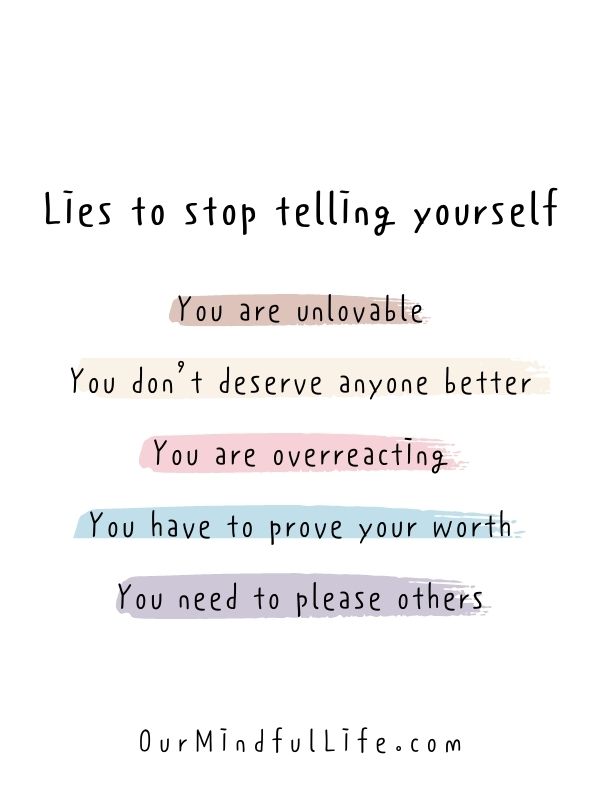 Lies to stop telling yourself - Cheerful self love quotes