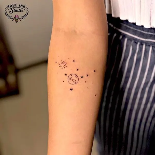 Virgo constellation tattoo on the bicep