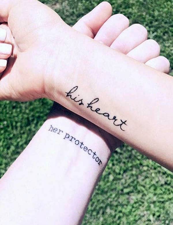 His and hers quote tattoo by @jen_marie0702
