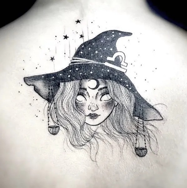 Libra witch tattoo by @nathaliatattoo