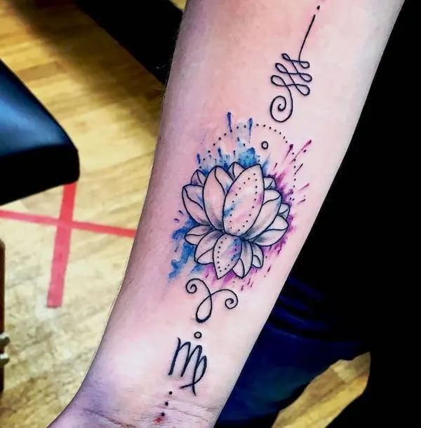 Lotus forearm tattoo by @leejacktattoo