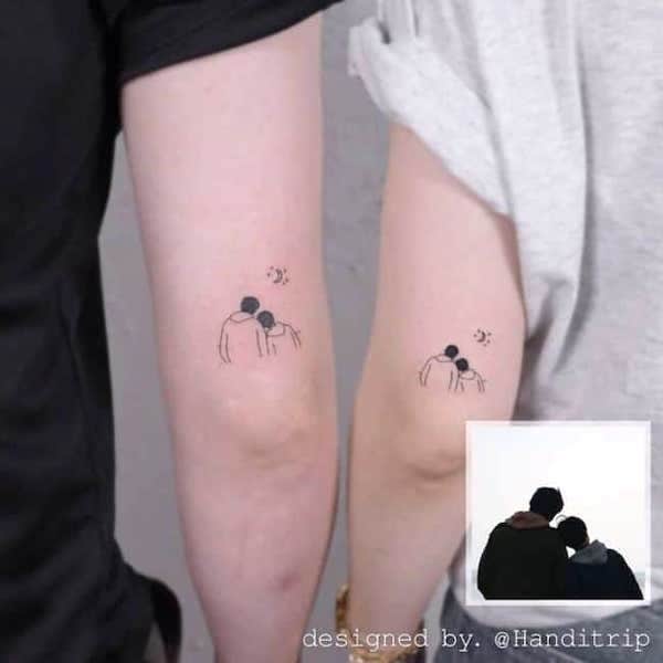 Matching couple tattoos inspired by your favorite moment by @handitrip