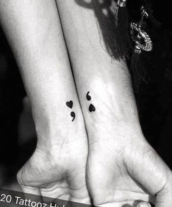 Matching semicolon tattoos by @1920tattoozhub