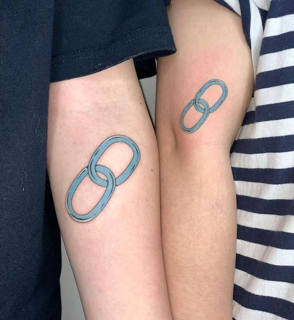 Never apart couple tattoos by @oo2tattoo