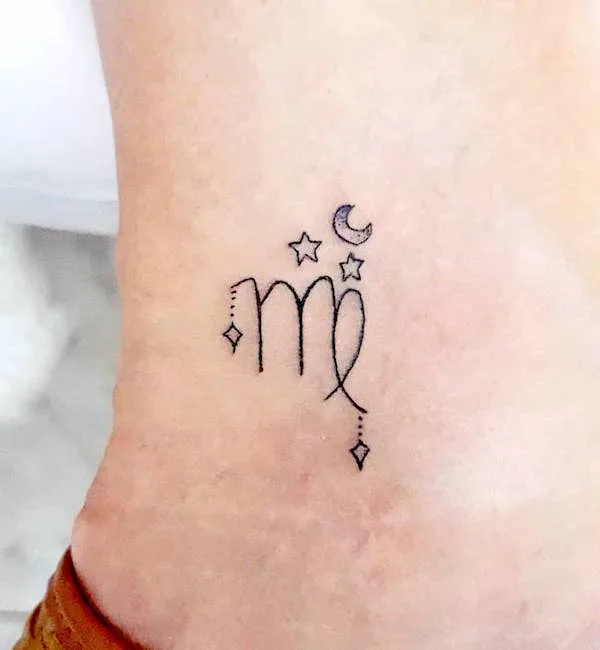 Starry Virgo ankle tattoo by @moth_tattoo