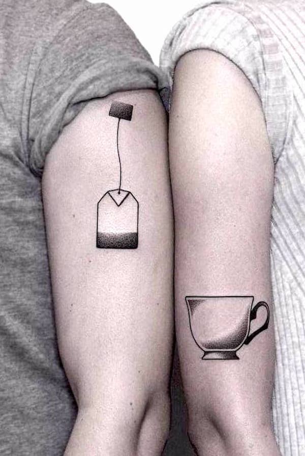 Tea and teabag tattoos by @ilya_brezinski
