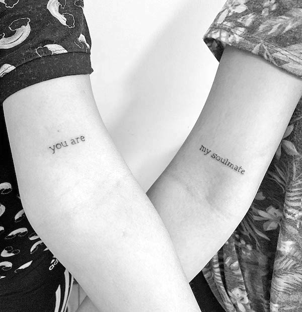 You are my soulmate quote tattoos by @valmark.ink_