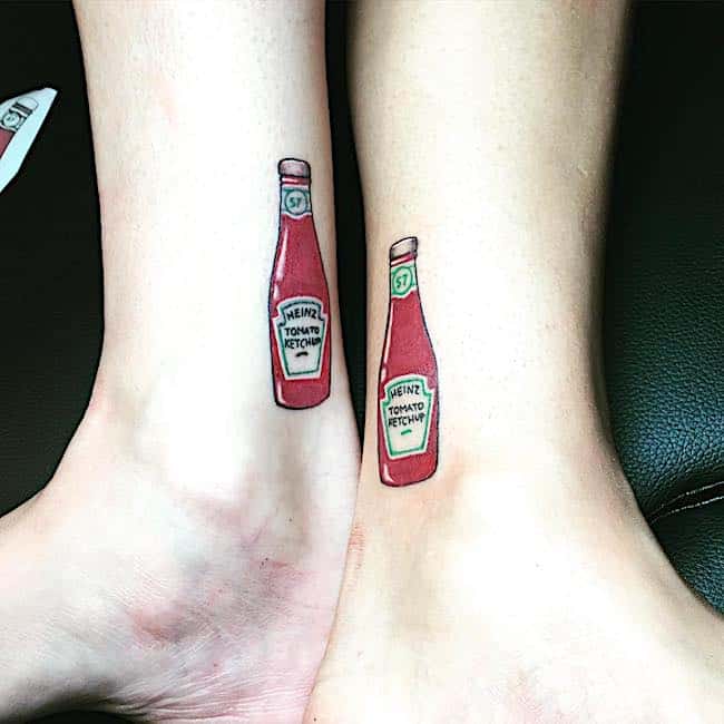 ‘Funny ketchup friendship tattoos by @stigmatattoos