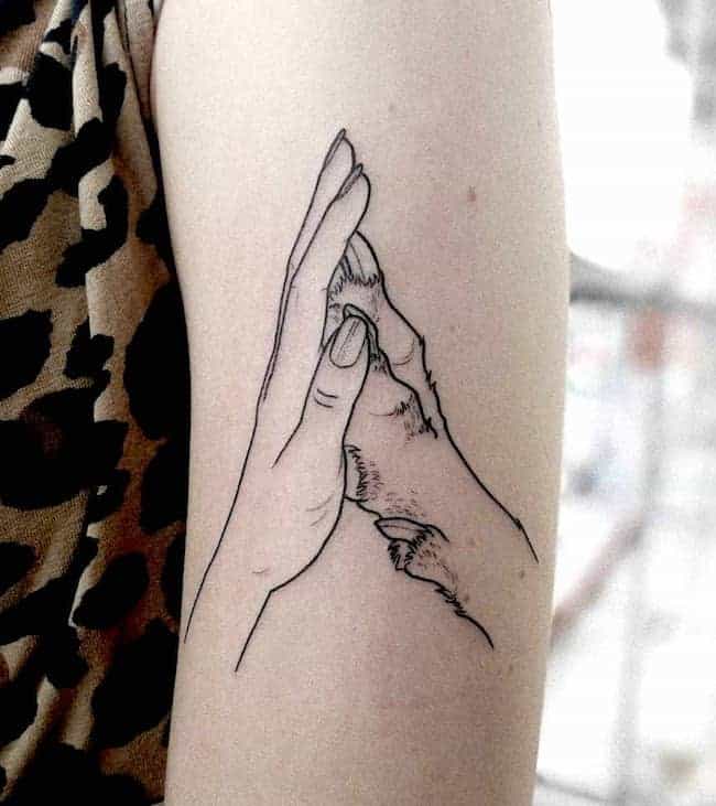 A memorial dog tattoo to honor the eternal friendship by @mapache_sho