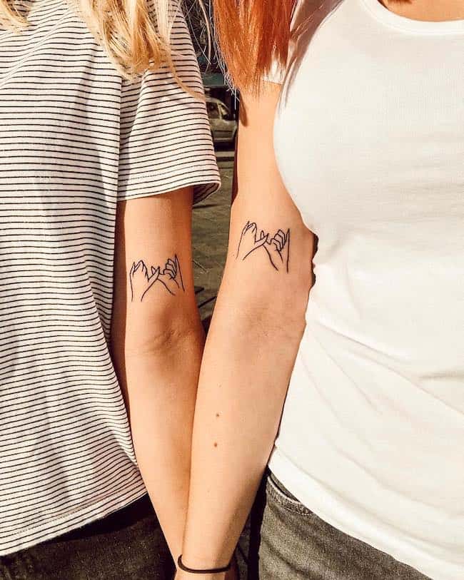 Pinky promise matching tattoos by @steffitabor