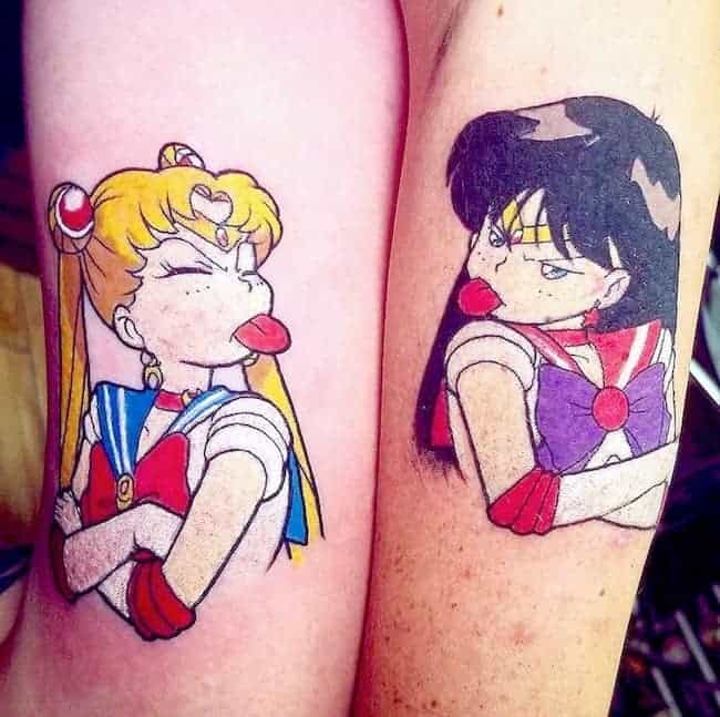 Sailor Moon matching friendship tattoos for 2 by @thatsfabofficial