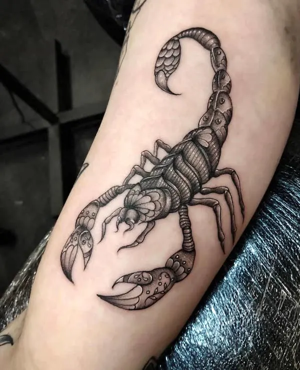 A floral scorpion tattoo from @emiliagtattoo- Stunning Scorpio tattoos for men