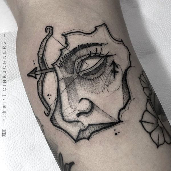 The broken pieces by @inkjohners- Creative Sagittarius zodiac tattoo ideas