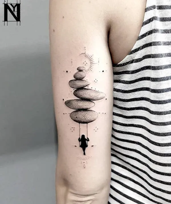 Finding balance by @noamyonatattoos - Unique zodiac tattoos for Libra women