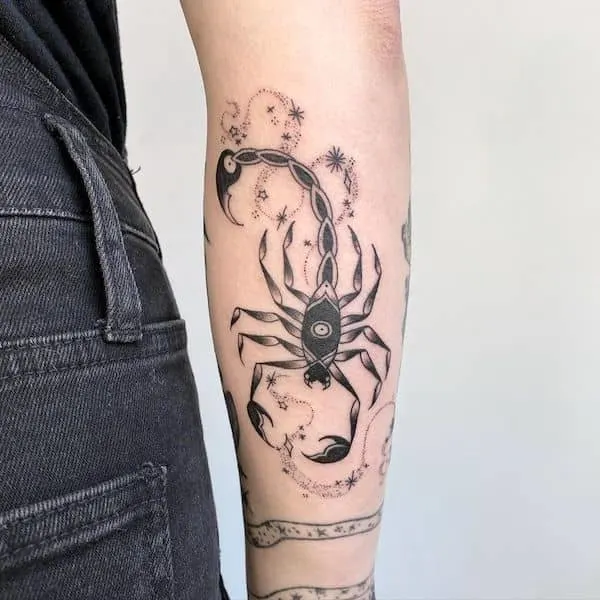 A whimsical arm tattoo from @rachel.welsby- Stunning Scorpio tattoos for men