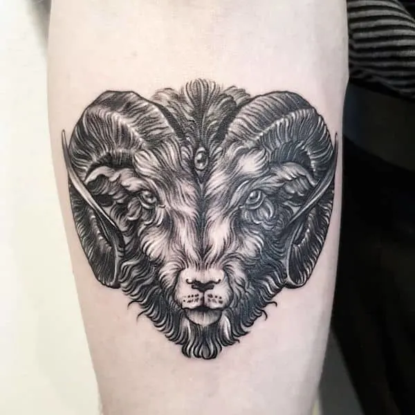 A detailed Ram tattoo by @sharkling - Unique Ram tattoos for Aries