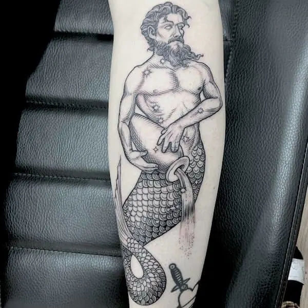 The Water Bearer Triton forearm tattoo by @samrulz