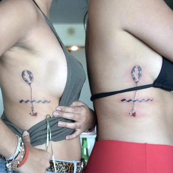 Rib tattoos for best friends by @aquariustattoo