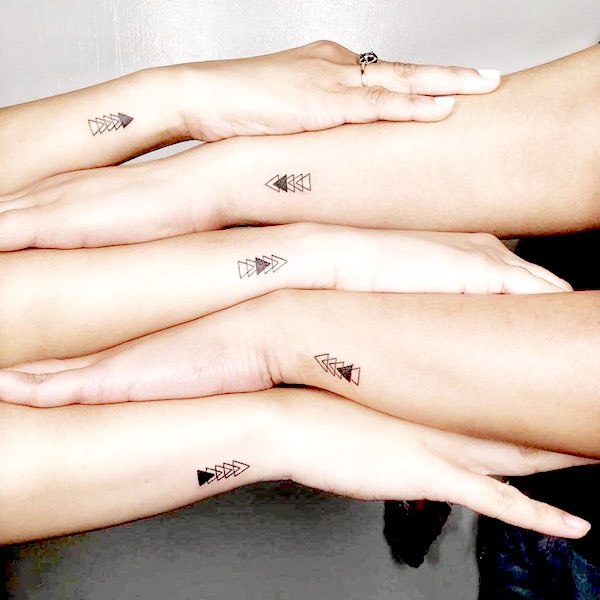 Triangle sibling tattoos for 5 by @mariahocson- Stunning unisex matching tattoos for siblings