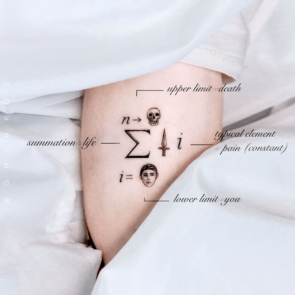 A meaningful formula tattoo to study from by @ghinkos