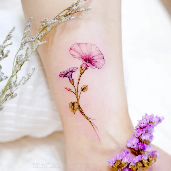 Virgo birth flower - Morning glory tattoo by @mini_tattooer - Unique tattoo ideas for Virgo women