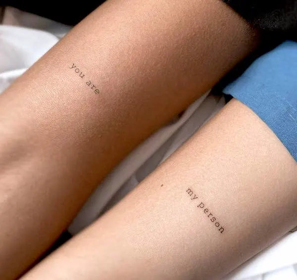 "You are - my person" - matching couple quote tattoos by @1991.ink