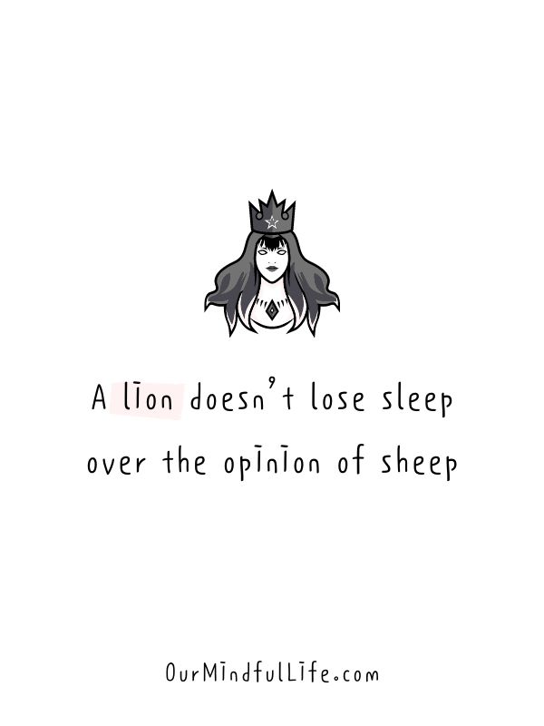 A lion doesn't lose sleep over the opinion of sheep.