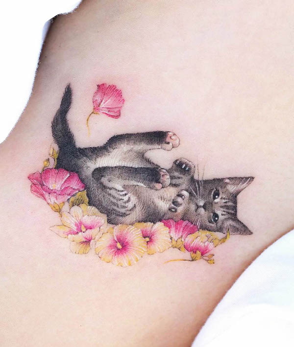 A cute watercolor cat tattoo by @soltattoo - Stunning realistic cat tattoos