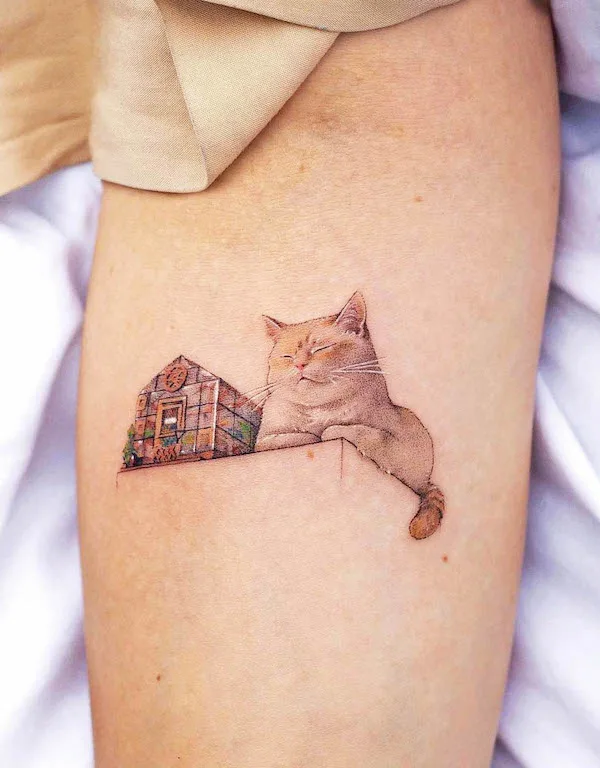 Mr Cat and his big house by @soltattoo