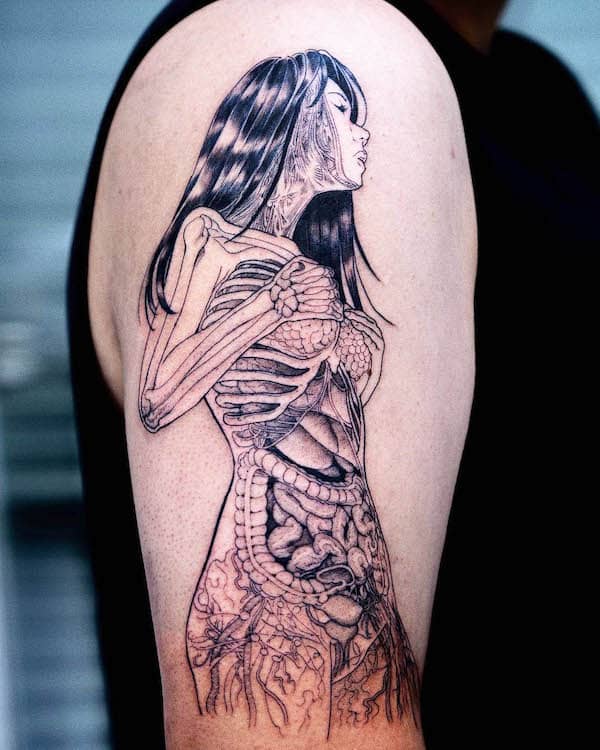 Nirvana - a badass blackwork sleeve tattoo by @oozy_tattoo
