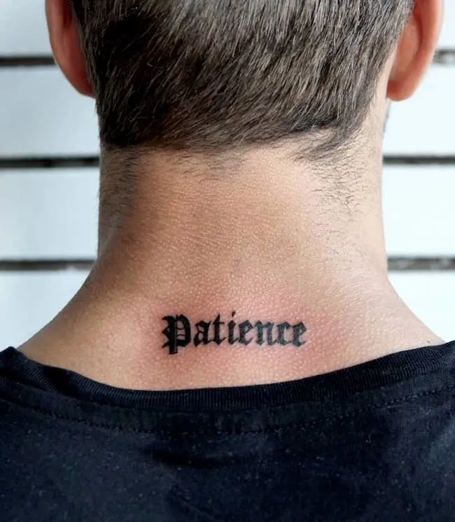 Patience neck tattoo by @dianatodic_tattoo