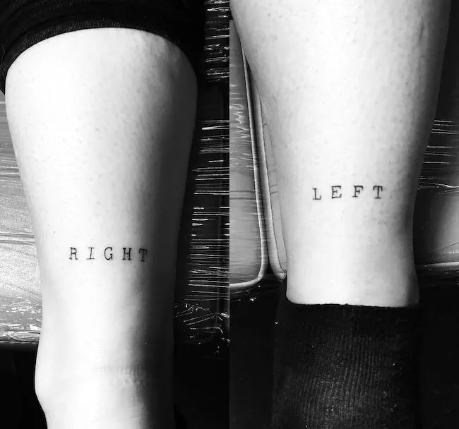 Left and right matching best friend tattoo by @bil_tattoo