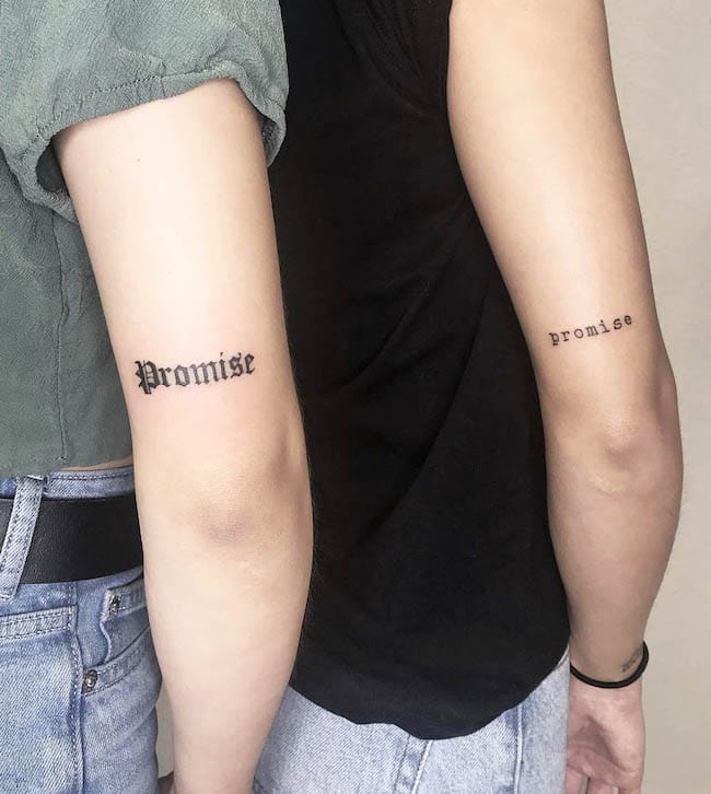 Matching BFF tattoos by @trayye.ink