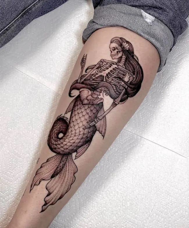 Discover 78+ skeleton mermaid tattoo super hot - thtantai2