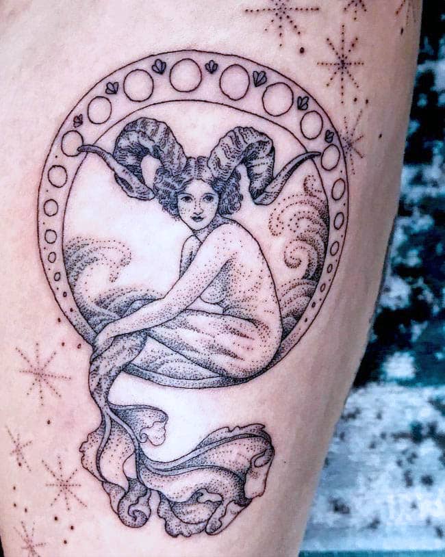 The Capricorn mermaid tattoo by @lauren_sleeper