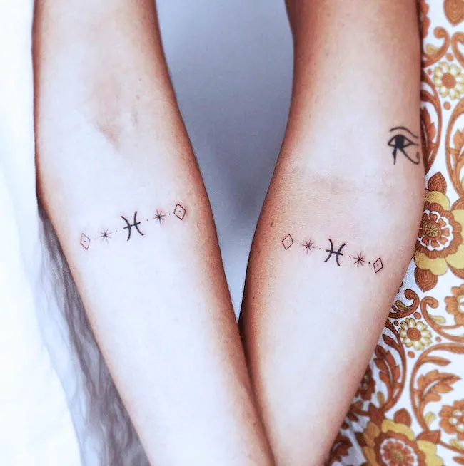 Matching Pisces glyph tattoos to get with your best friend Pisces tattoo by @minkooa