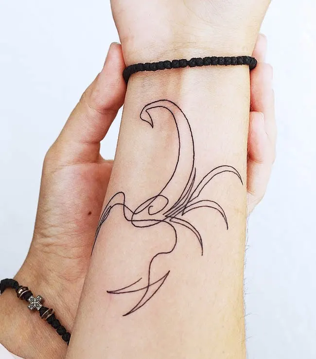 An abstract fine line tattoo for minimalist by @_thinkdifferent