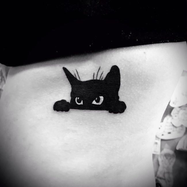 Black Cat Moon Halloween Cute Traditional Flash Tattoo Art Print by Ella  Mobbs | Society6