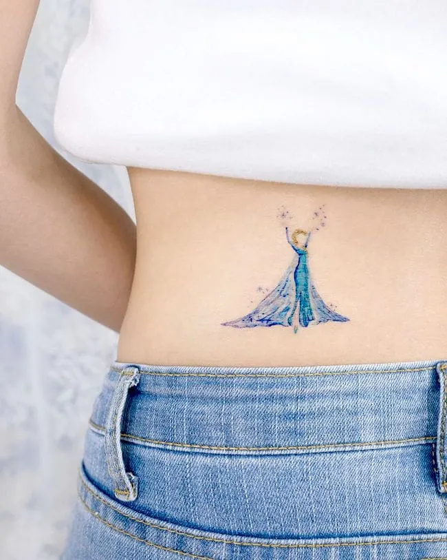 Elsa from Frozen tattoo by @ovenlee.tattoo- Classic Disney Cartoon Character Tattoos