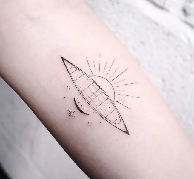 Flowing free _ poetic sun and moon tattoo by @ally.ink_