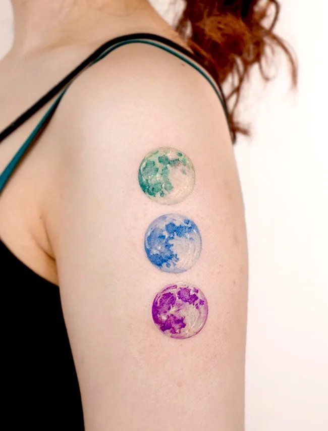 More than one version _ colored moon tattoo by @hansantattoo