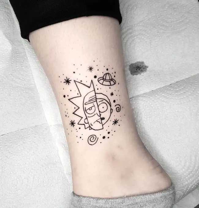 Rick and Morty tattoo by @knieja_ink