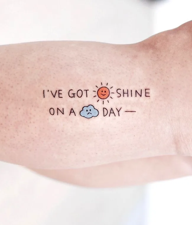 Sunshine on a rainy day a positive tattoo to cheer you up by @rgb_tattoo