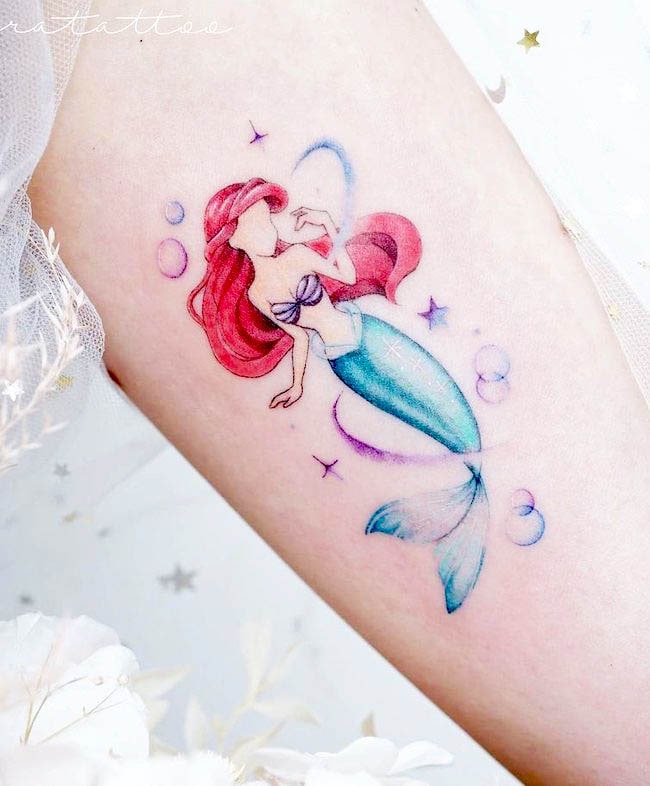Ariel the Little Mermaid tattoo by @hktattoo_cara