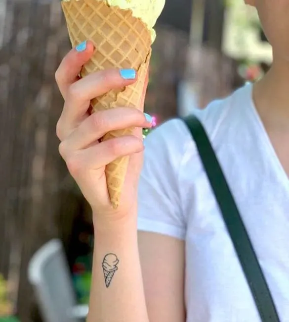 Icecream wrist tattoo by @koritattoos
