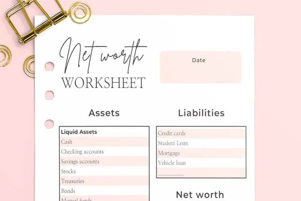 Printable Net worth worksheet feature