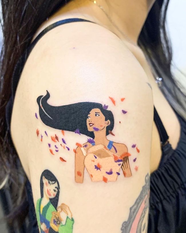 Stunning Pocahontas tattoo by @tattooist_pooh