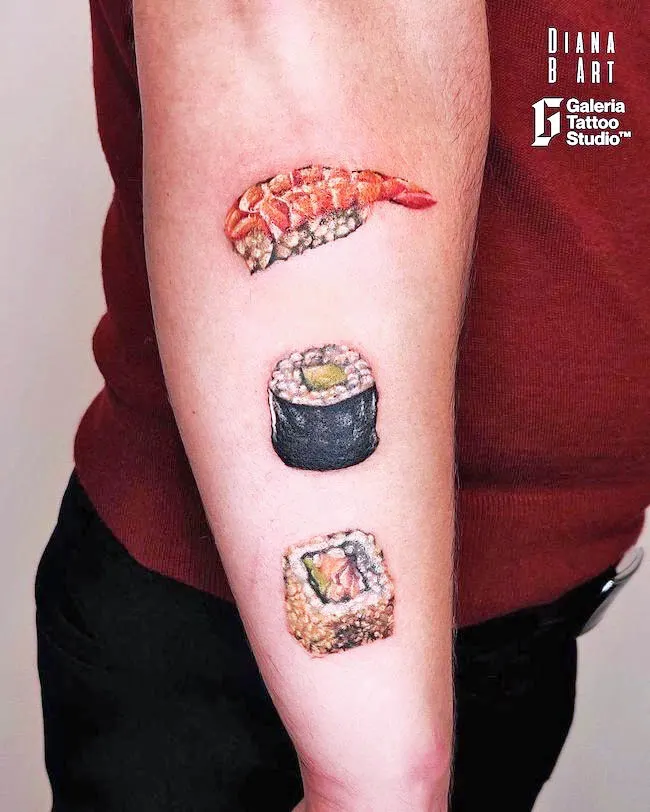 Sushi tattoo by @diana.b.tattoo